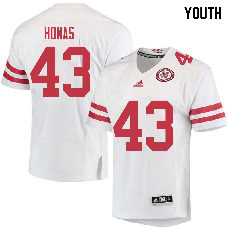 Youth #43 Todd Honas Nebraska Cornhuskers College Football Jerseys Sale-White